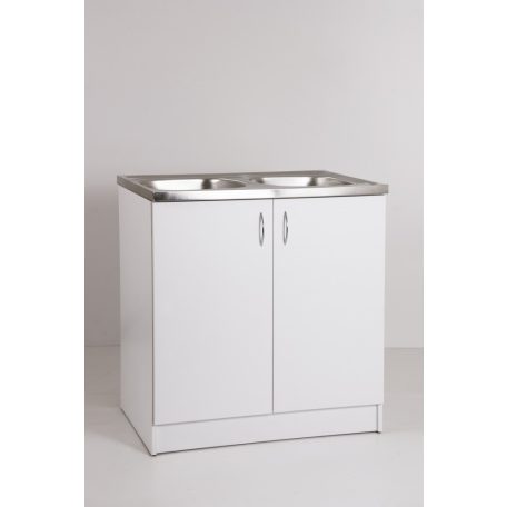 Bútorlapos mosogatós szekrény, kétmedencés mosogató tálcával, 60x80 cm, rendelhető egymedencés csepegtető tálcás mosogató tálcával is