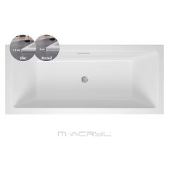   M-ACRYL Sabina Pro Slim klasszikus kád, vízszintes túlfolyó kialakítással